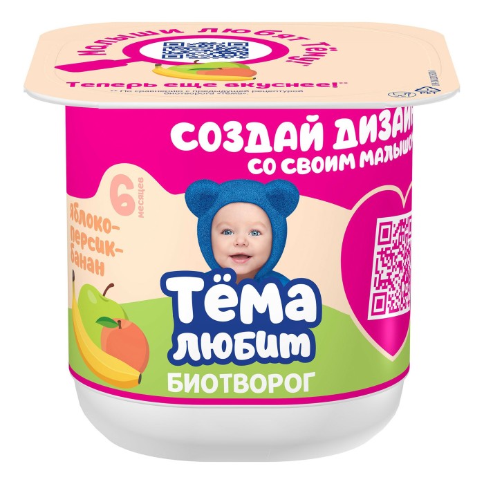 Биотворог Тема Яблоко-персик-банан 95 г