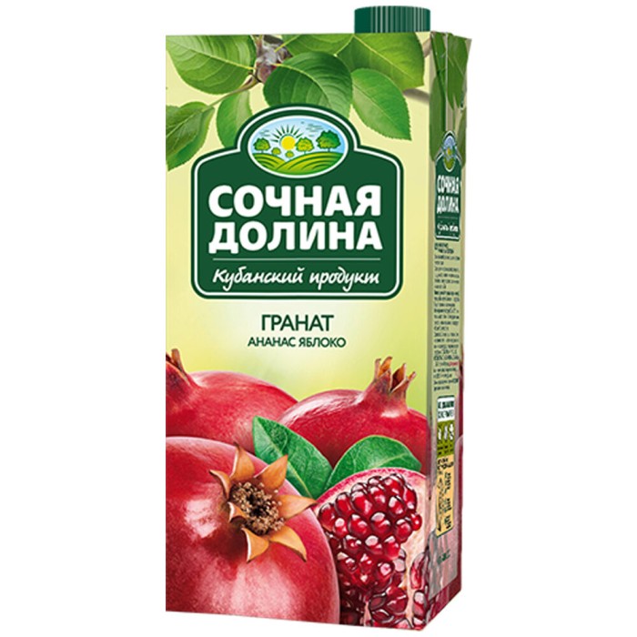 Нектар Сочная долина Гранат ананас яблоко 0,95 л.