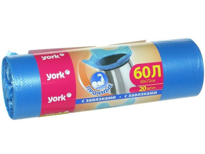 Мешки для мусора York 60 л 20 шт с завязками