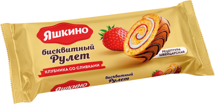 Рулет бискв. Яшкино клубника со сливками 200 г