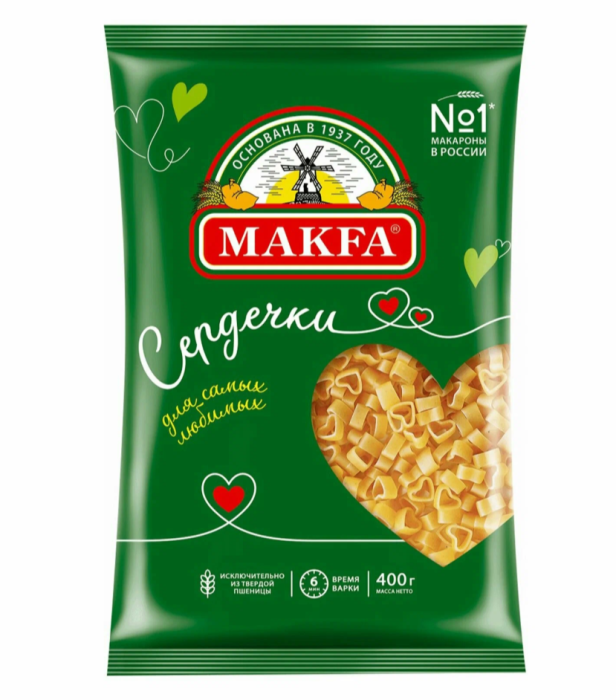 Макфа макароны сердечки 300 г