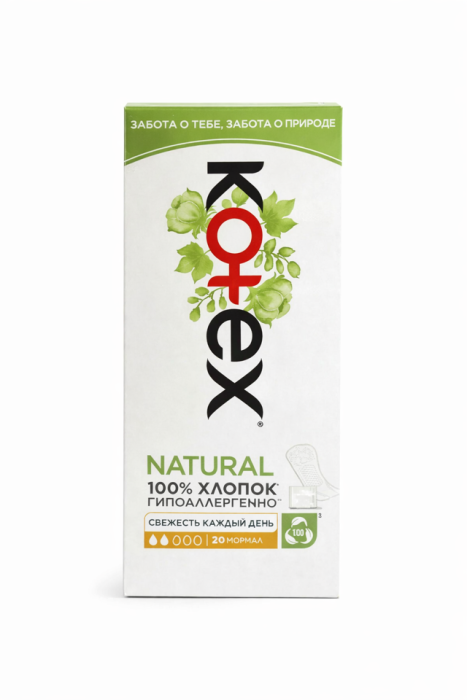 Ежедневные прокладки Kotex 2в1 . Natural 20 шт