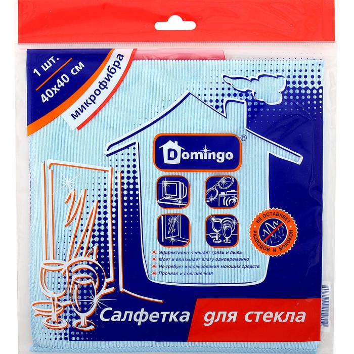 Салфетка из Микрофибры Доминго для стекла 40х40 1 шт