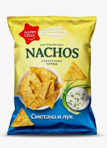 Чипсы кукурузные Сметана-лук Happy Nachos 150 г